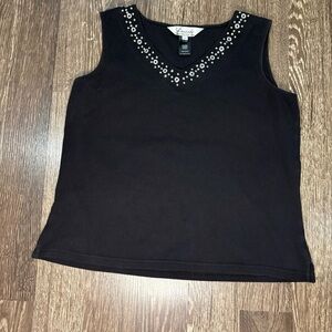 Vincente Milan New York Paris black sequenced tank top